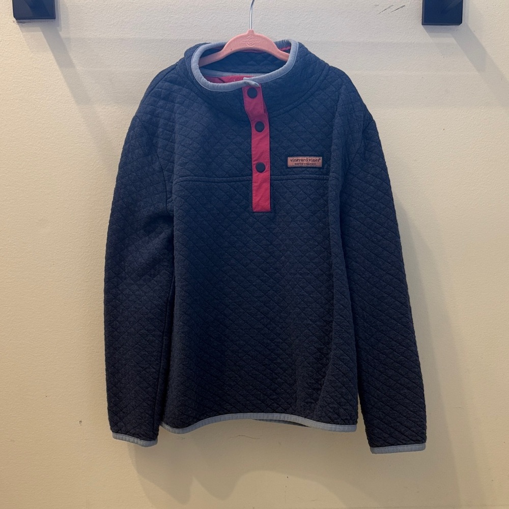 Vineyard Vines Navy Quilted Pullover